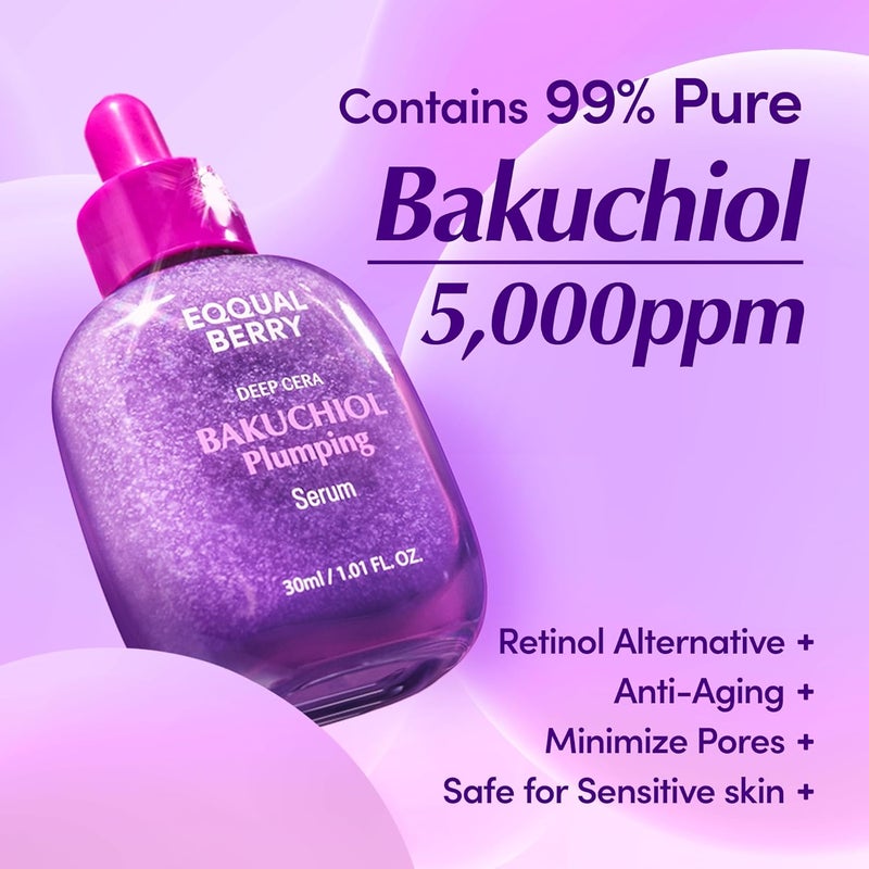 eqqualberry عبوة من 2 سيروم باكوشيول لزيادة الحجم 30 مل | بديل الريتينول النباتي لسيروم الوجه | مضاد للشيخوخة، مشدود ومرطب لجميع أنواع البشرة - Image 2