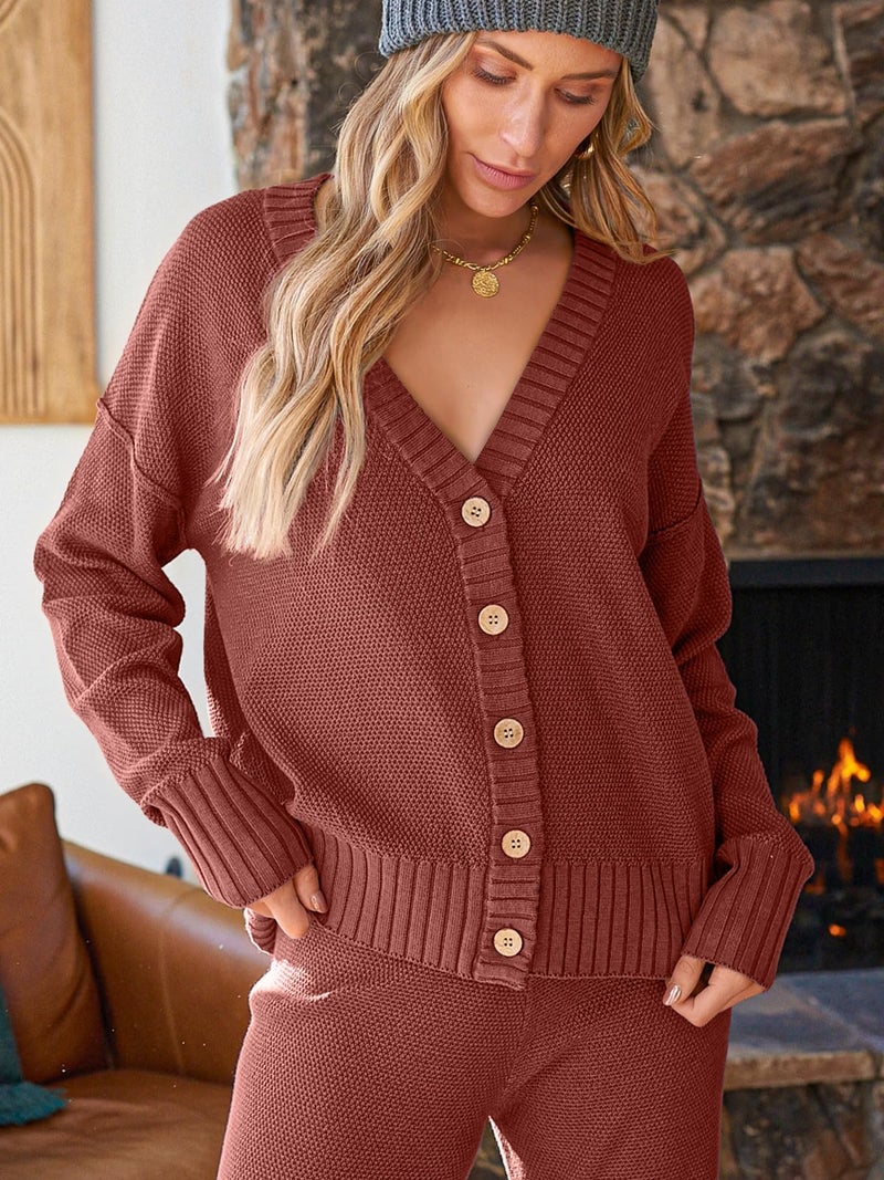 LILLUSORY Womens 2 Two Piece Lounge Sets Sweater Matching Loungewear 2026 Fall Winter Fashion Airport Outfits Travel Clothes Trendy Cozy Comfy Cardigan Pant Sweat Suit Clothing Sweatsuit - Image 5