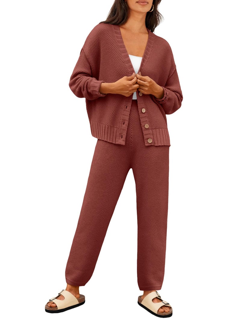 LILLUSORY Womens 2 Two Piece Lounge Sets Sweater Matching Loungewear 2026 Fall Winter Fashion Airport Outfits Travel Clothes Trendy Cozy Comfy Cardigan Pant Sweat Suit Clothing Sweatsuit - Image 1