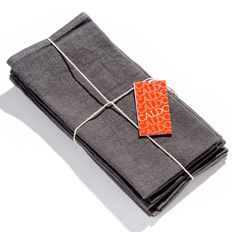 Caldo Linen Dinner Napkins  Rustic Soft and Durable Cloth  Washable and Reusable 4 Pack  20x20 inch Slate