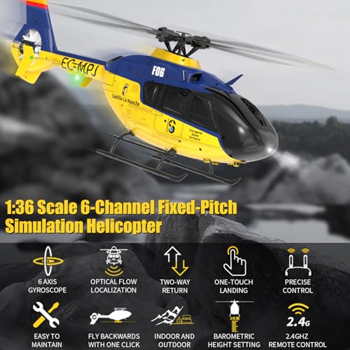Hylukon F06 Remote Control Helicopter 6Axis Gyro RC Helicopter with Brushless Motors Altitude Hold Optical Flow Positioning Function and LED Lights 24GHz Mini Aircraft Toy for Teens Adults - Image 5