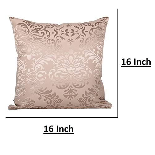 Home - The Best is for You Designer Self Design Cotton 275 TC Cushion Covers | Pack of 2 (Gold_Damask, 16X16 Inch) - Image 3