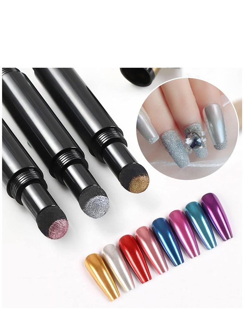KASTWAVE Air Cushion Nail Powder Pen, 6 Pcs Long Lasting Holographic Mirror Effects Nail Manicure Cushion Magic Pen Laser Phantom Chrome Nail Powder Aurora Pearlescent Manicure 0.5g/Box - Image 4