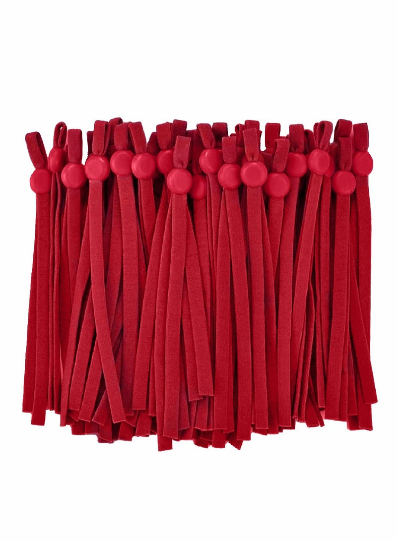 Excefore Sewing Elastic String for Masks, 100 Pcs Elastic Bands with Adjustable Buckle Ear Band, Elastic Ear Loops Adjustable Ear Straps 1/5 Inch (Red) - Image 1