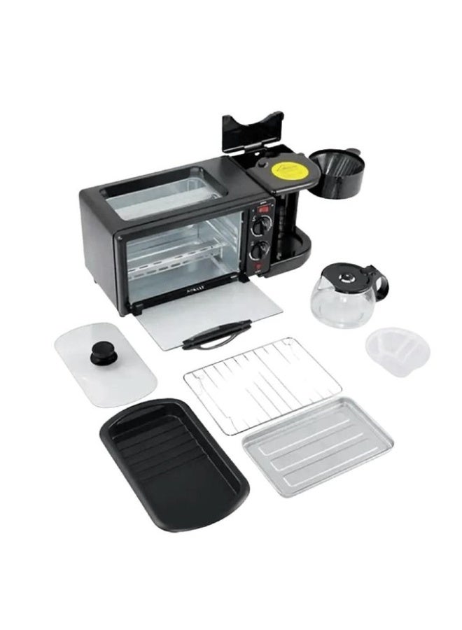 Sokany 3-in-1 Breakfast Maker, Microwave Oven, Grill Tray, and Instant Coffee Maker. Includes a frying pan, oven, sandwich maker, food warmer, oven, baker, and tea maker. 1250W. -SK-145 - Image 5
