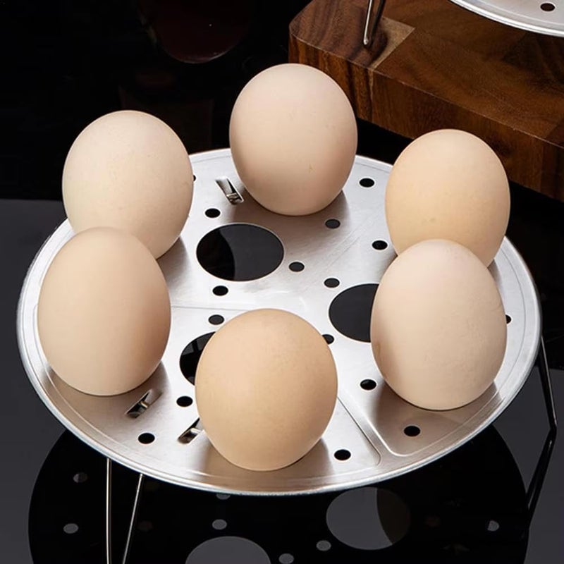 Evona Stainless Steel Round Egg Steamer Rack Multifunction Folding Steamer Shelf Stackable 7 Eggs Base Steamer Stand Telescopic Folding Steam Rack For Crab Bun Seafood Dumpling - Image 1