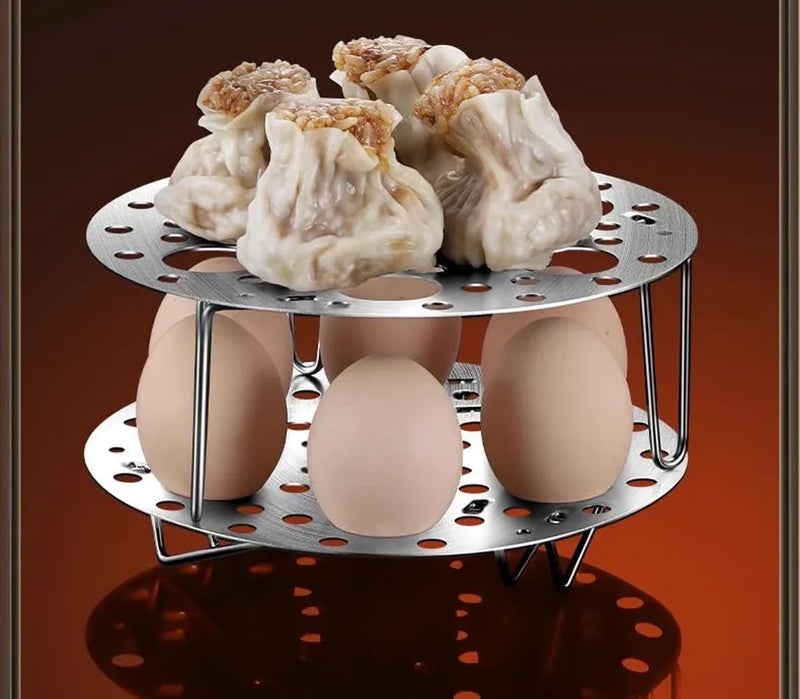 Evona Stainless Steel Round Egg Steamer Rack Multifunction Folding Steamer Shelf Stackable 7 Eggs Base Steamer Stand Telescopic Folding Steam Rack For Crab Bun Seafood Dumpling - Image 4