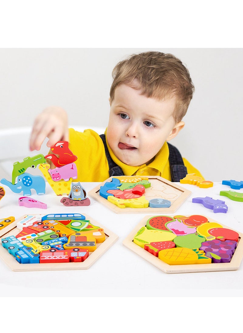 Wooden Toddler Puzzles Cartoon Animal 3D Jigsaw Toys Learning Educational Developmental Toys for 3 to 6 Years Old Animal Type  - Image 5