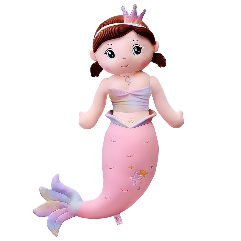NXNYNZ Mermaid Stuffed Animal Plush, 49.2in Cute Soft Pink Hugging Mermaid Plushies Pillow Toys Kawaii Birthday Gift for for Adults Kids Boys Girls - Image 1