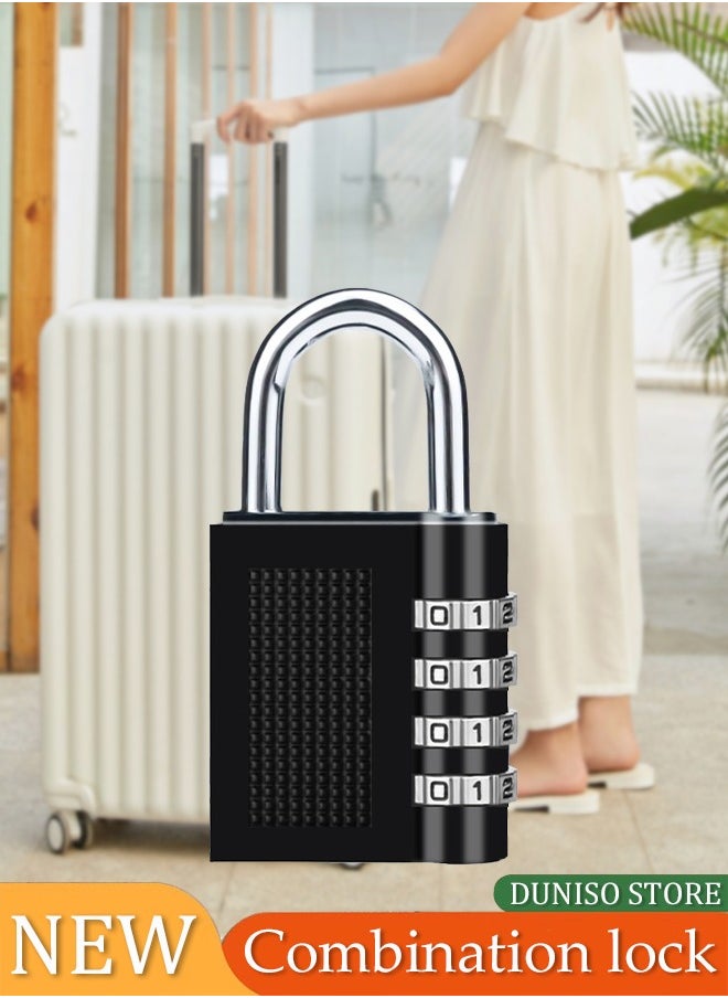 DUNISO 2 Pieces of Combination Padlock ,4 position mechanical password lock, portable zinc alloy password padlock, suitable for storage cabinets, fence doors, boxes, 80 * 42 * 18mm (black)  - Image 1