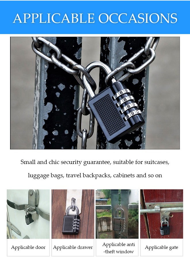 DUNISO 2 Pieces of Combination Padlock ,4 position mechanical password lock, portable zinc alloy password padlock, suitable for storage cabinets, fence doors, boxes, 80 * 42 * 18mm (black)  - Image 5