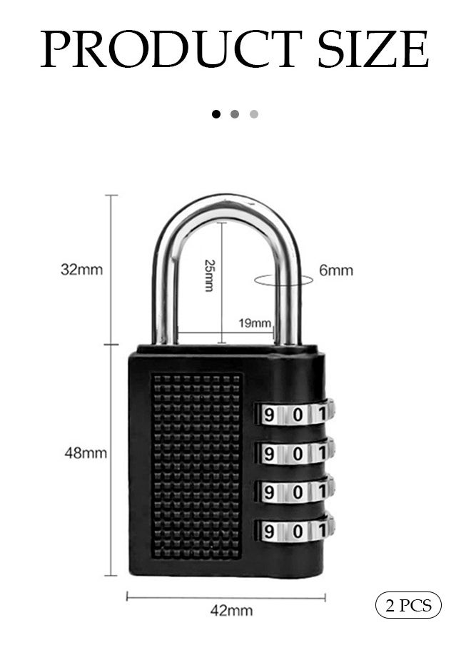DUNISO 2 Pieces of Combination Padlock ,4 position mechanical password lock, portable zinc alloy password padlock, suitable for storage cabinets, fence doors, boxes, 80 * 42 * 18mm (black)  - Image 2