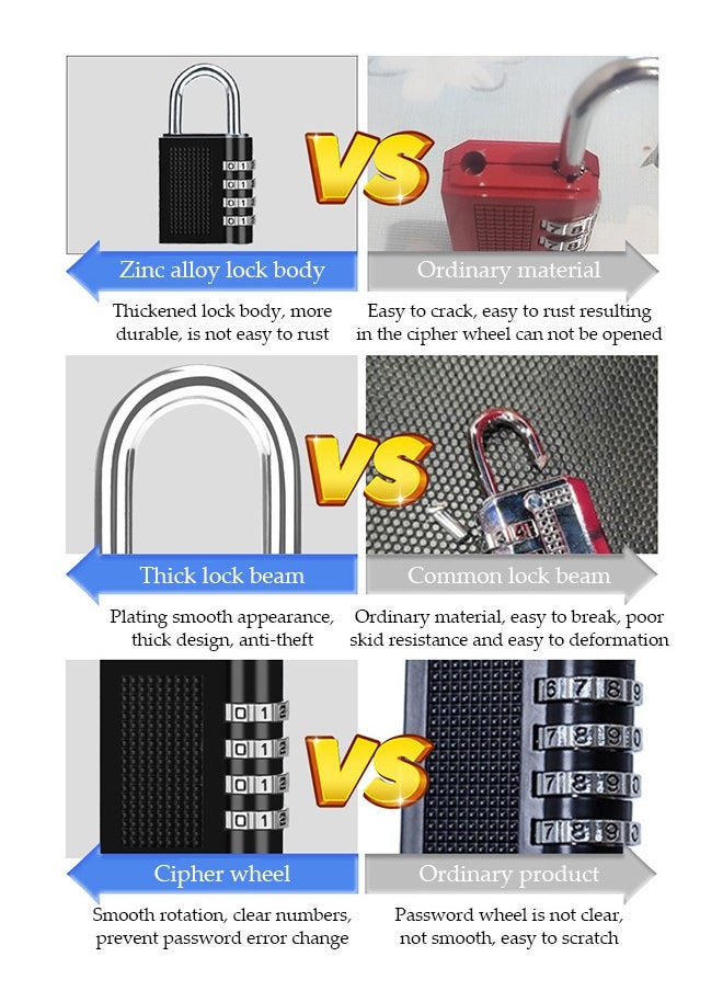 DUNISO 2 Pieces of Combination Padlock ,4 position mechanical password lock, portable zinc alloy password padlock, suitable for storage cabinets, fence doors, boxes, 80 * 42 * 18mm (black)  - Image 4