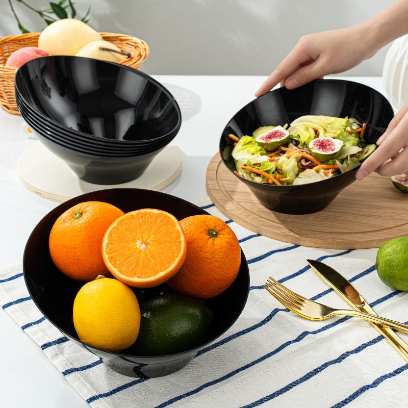 Goodluck 12 Pack Black Plastic Serving Bowls for Party - 20 OZ Angled Disposable Serving Bowls for Wedding Party Chip, Candy, Salad & Fruit - Image 5