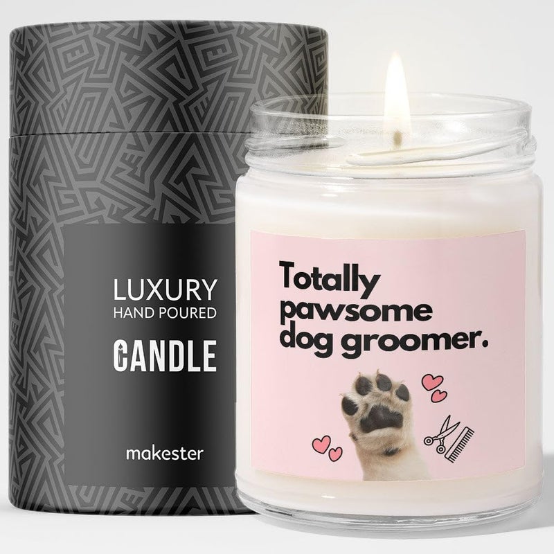 Makester Dog Groomer Gifts - Luxury Soy Wax Candle - Vanilla, Jasmine, Sugared Almond - Makester - Image 1