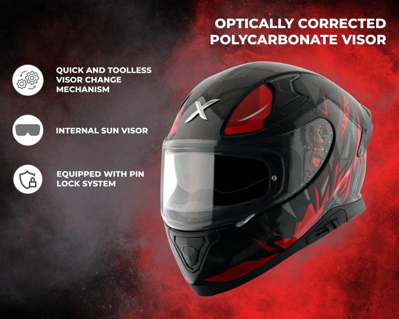 Axor Apex Hunter ISI ECE DOT Certified Full Face Dual Visor Helmet for Men and Women with Pinlock Fitted Outer Clear Visor and Inner Smoke Sun Visor Black Grey Helmet-XL - Image 2
