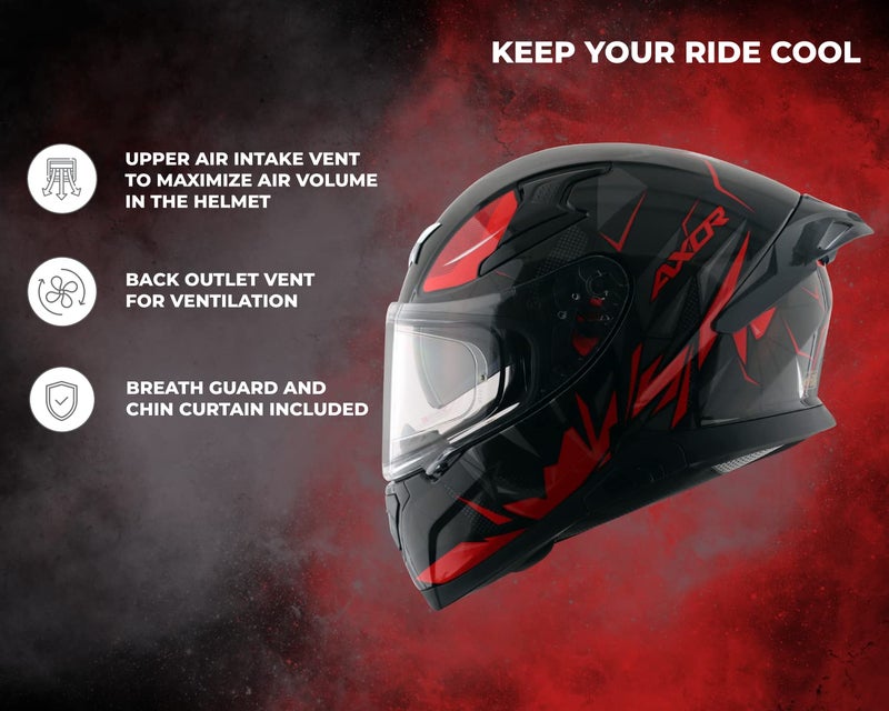 Axor Apex Hunter ISI ECE DOT Certified Full Face Dual Visor Helmet for Men and Women with Pinlock Fitted Outer Clear Visor and Inner Smoke Sun Visor Black Grey Helmet-XL - Image 3