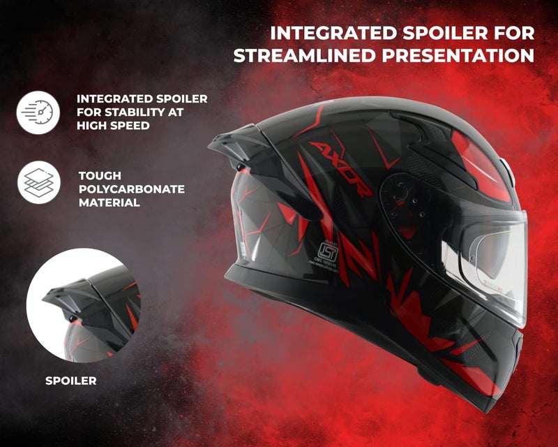 Axor Apex Hunter ISI ECE DOT Certified Full Face Dual Visor Helmet for Men and Women with Pinlock Fitted Outer Clear Visor and Inner Smoke Sun Visor Black Grey Helmet-XL - Image 5