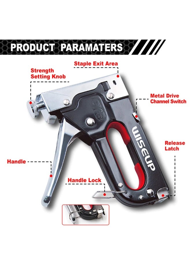 3-in-1 Staple Gun Upholstery Stapler Heavy Duty Power Crown Shooter Tacker Hand Operated Stainless Steel Nail Gun Tool for Fixing Material Carpentry Furniture Doors And Windows - Image 2