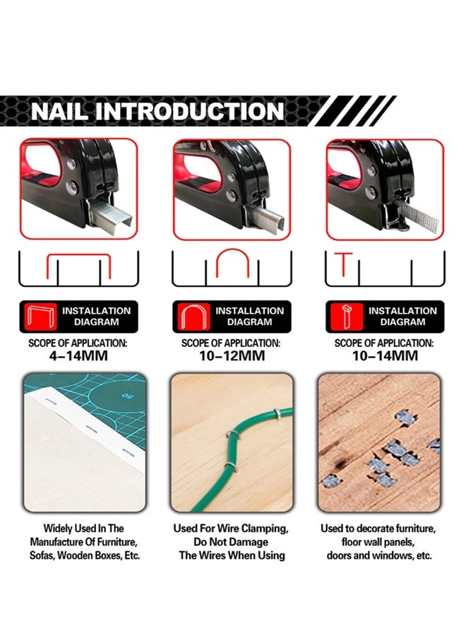 3-in-1 Staple Gun Upholstery Stapler Heavy Duty Power Crown Shooter Tacker Hand Operated Stainless Steel Nail Gun Tool for Fixing Material Carpentry Furniture Doors And Windows - Image 4