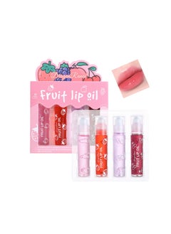 4 Pcs FruitFlavored Lip Gloss SetTransparent Colorless Moisturizing Plumper Lip Lotion Rolling Ball Lip Oil Liquid Lipstick