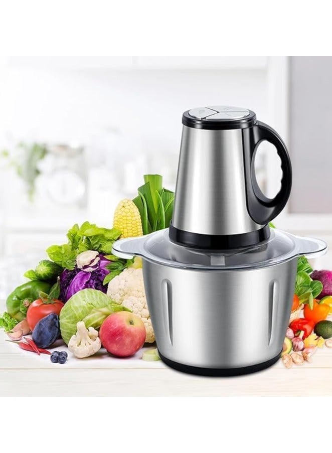 جروب تايجر كبه ومفرمه تفرم وتطحن لحمه خضروات وتواابل استانلس استيل 1000 وات 4 سلاح دورق الكبة من الفولاذ المقاوم للصدأ بسعة 3 لتر مزودة ب 3 سرعات من جروب تايجر فضي - Image 1