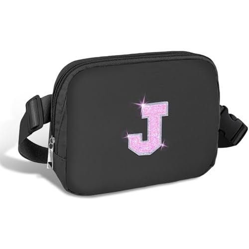 COSHAYSOO Initial Letter Fanny Pack for Girls Personalized Christmas Birthday Gifts for 6 7 8 9 10 11 12 Year Old Teen Girl, Girly Fashion Crossbody Purse Belt Bag Preteen Tween Trendy Stuff Black J - Image 1