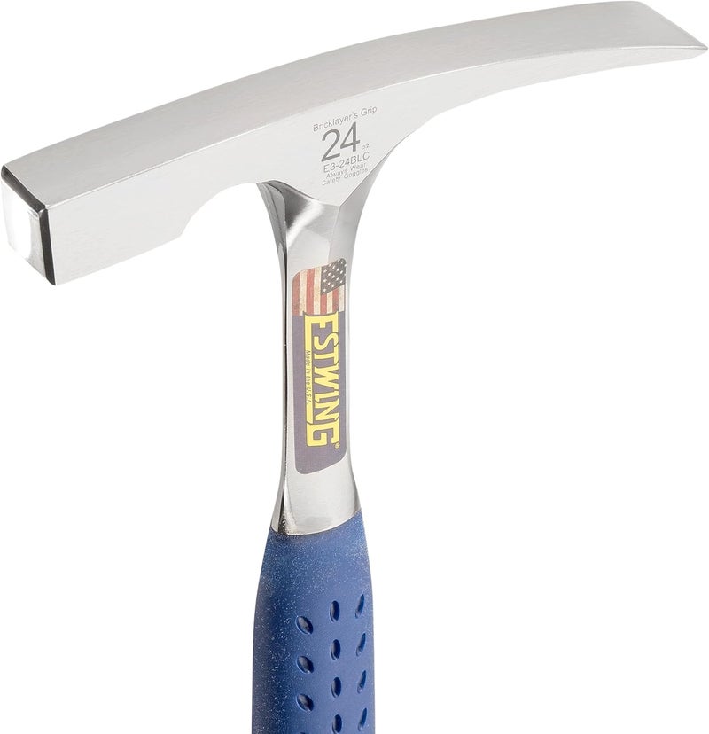 Estwing Bricklayer's/Mason's Hammer - 24 oz Masonary Tool with Forged Steel Construction & Shock Reduction Grip - E3-24BLC - Image 3