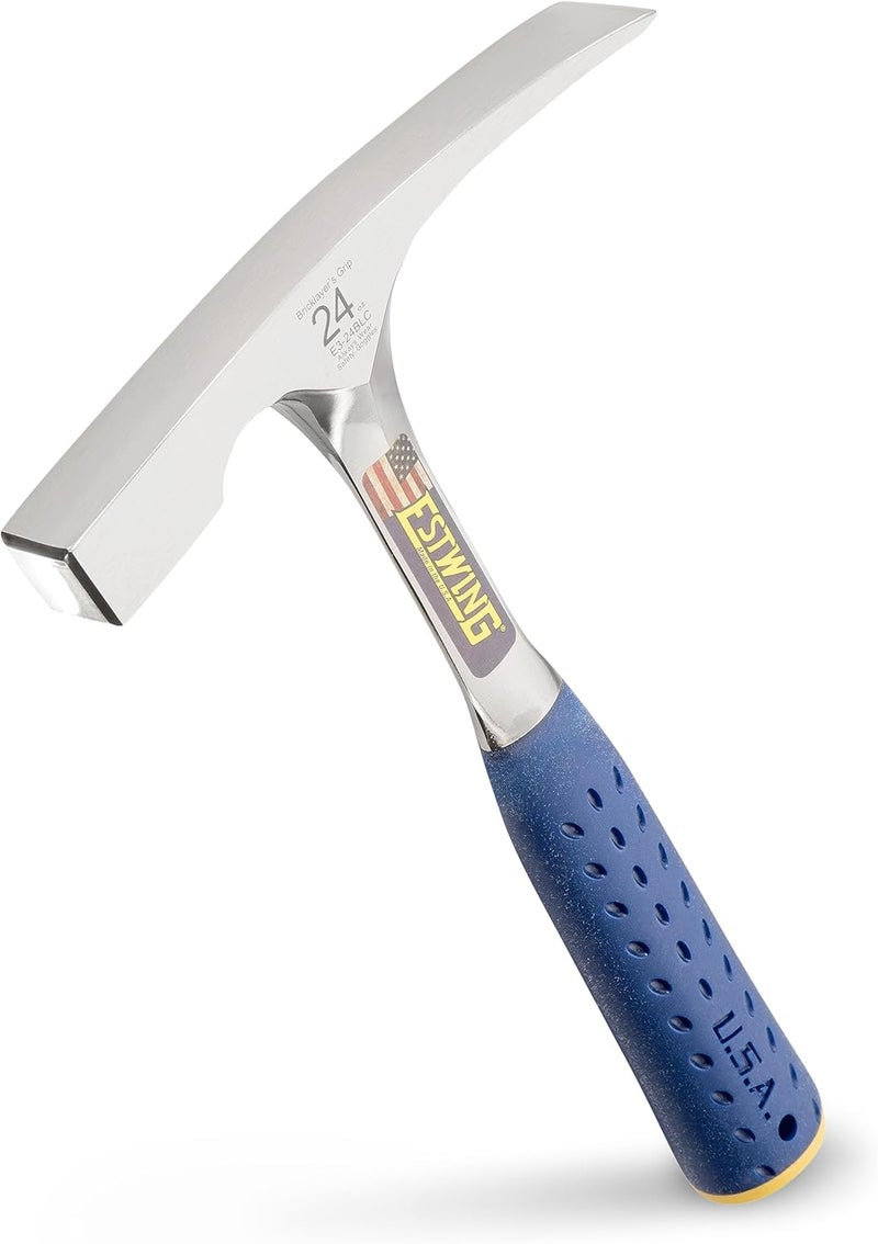 Estwing Bricklayer's/Mason's Hammer - 24 oz Masonary Tool with Forged Steel Construction & Shock Reduction Grip - E3-24BLC - Image 1