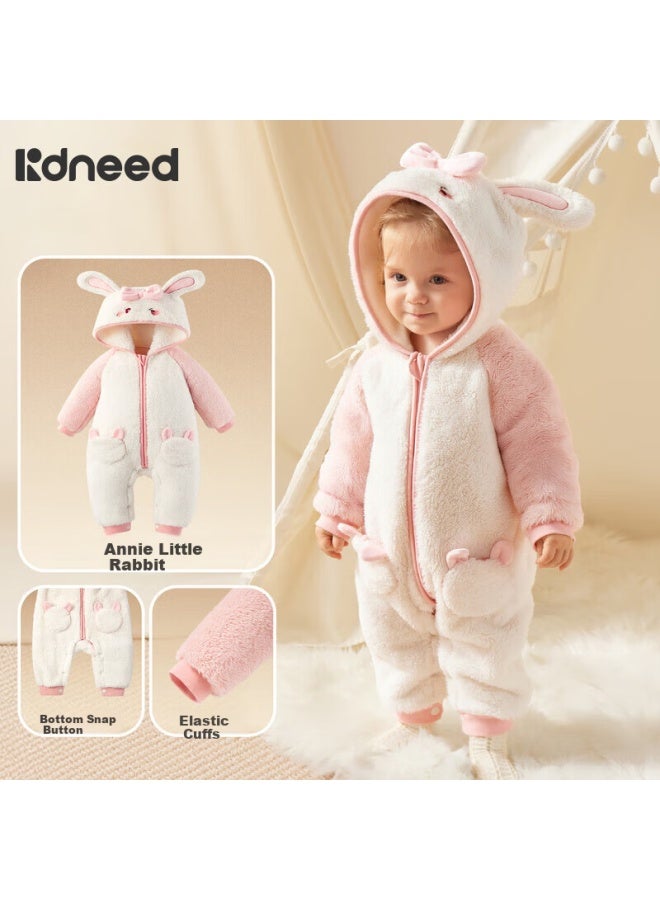 Kidsneed Baby Romper Autumn Winter Warm Coral Fleece Infant Jumpsuit Newborn Clothing Toddler Outing Onesie Crawling Suit - Image 1