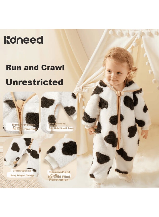 Kidsneed Baby Romper Autumn Winter Warm Coral Fleece Infant Jumpsuit Newborn Clothing Toddler Outing Onesie Crawling Suit - Image 3