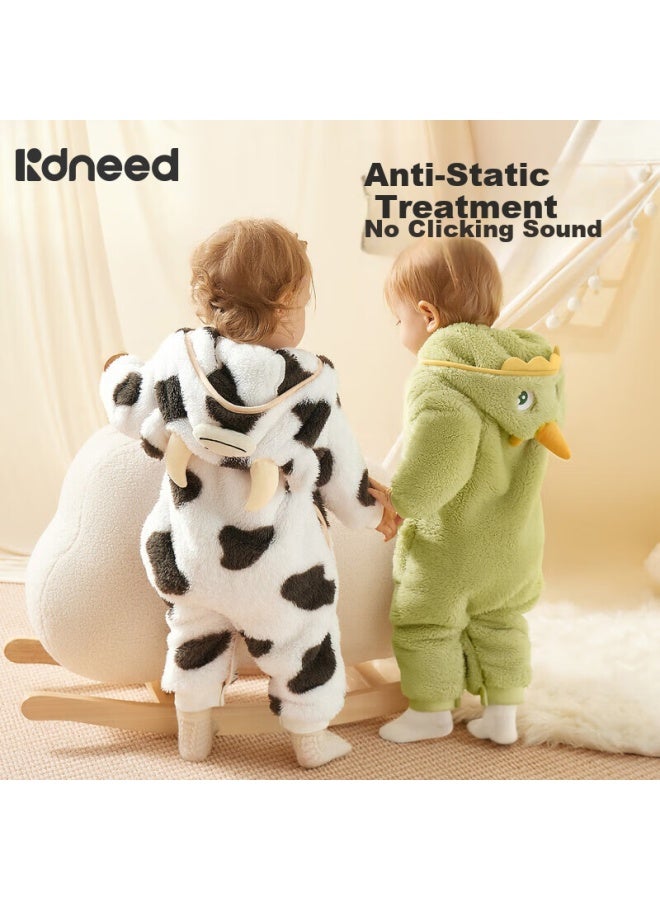 Kidsneed Baby Romper Autumn Winter Warm Coral Fleece Infant Jumpsuit Newborn Clothing Toddler Outing Onesie Crawling Suit - Image 5