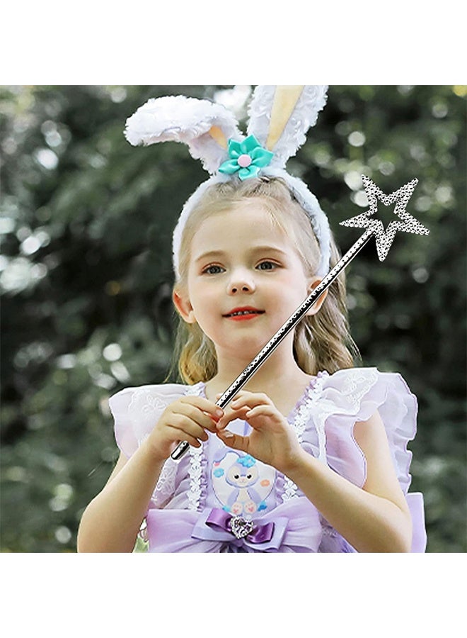 2 PCS Star Wand, 13 Inches Silver Fairy Princess Angel Wand Sticks for Girls Costume Birthday Party Wedding Cosplay-Fairy for Children Over 36 Months of Age - Image 3