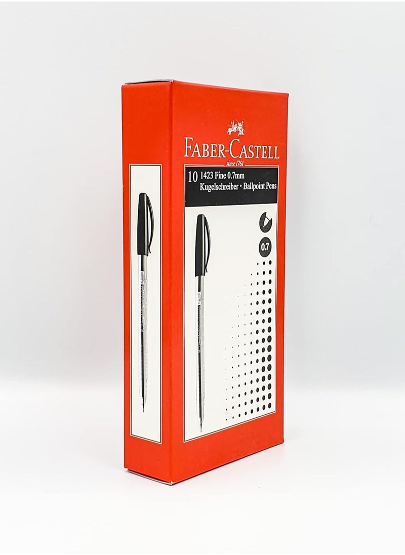 FABER-CASTELL قلم حبر جاف مكون من 10 قطع حبر أسود برأس 0.7 ملم  - Image 1