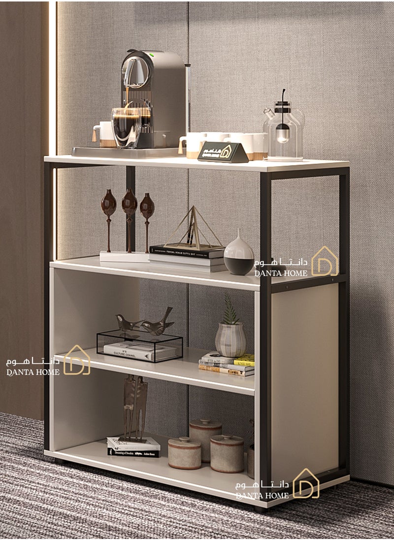 DANTA HOME - Coffee Corner Table, Console Entryway Table, with 4 Shelves for Coffee and All Its Accessories - White/Black - Image 1