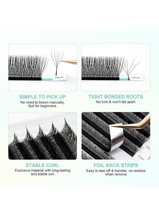 NAGARAKU - NAGARAKU 5D W Shape Eyelash Extension Supplies Natural Soft Volume 0.07mm D curl 8-15mm Mix Premade Fans Faux Mink Matte Black Cluster Easy Fanning False Lashes - Image 1