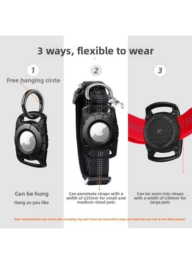 Generic - AirTag Protective Shell For Apple Anti-lost Device Pet Tracker IP67 Grade Pet Dog Rope Waterproof Protective Shell-Color:Black-Applicable Model:Airtag (with Bracelet) - Image 1