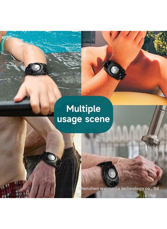 Generic - AirTag Protective Shell For Apple Anti-lost Device Pet Tracker IP67 Grade Pet Dog Rope Waterproof Protective Shell-Color:Black-Applicable Model:Airtag (with Bracelet) - Image 1