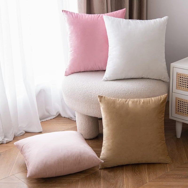 EMEMA Pack of 2 Velvet Pillow Covers Decorative Square Pillowcase Soft Solid Cushion Case for Sofa Bedroom Car 16x16 Inch Khaki - Image 5