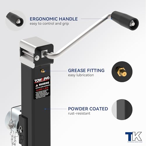 TOWKING 8000LBS Pipe Mount Tongue Jack, 15" Lift, Heavy Duty Swivel Jack with Drop Leg, Weld On Jack for RV, Boat, and Utility Trailers - Image 4