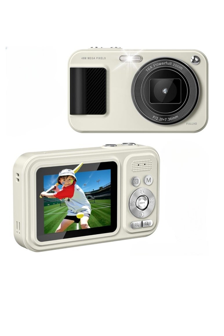 كاميرا رقمية للأطفال، كاميرا صغيرة عالية الدقة 48 ميجا بكسل، كاميرا صغيرة الحجم وخفيفة الوزن للأطفال، كاميرا رياضية متعددة الوظائف للأطفال والكبار، (قطعة واحدة، بيج) - Image 1