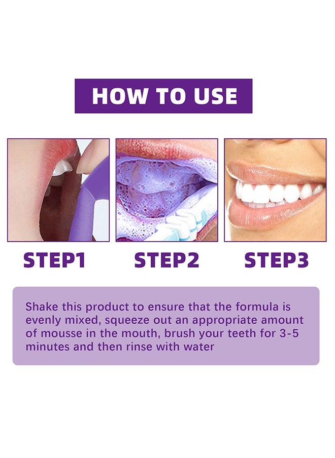 West&Month V34 Toothpaste -Teeth Whitening Mousse， Color Correcting Purple Toothpaste Mousse，Whitening Foam Toothpaste for Stain Removal，Teeth Cleaning and Care  - Image 5