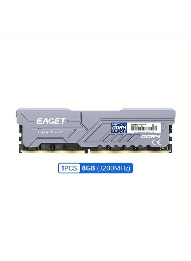 Gray 8GB 3200MHz DDR4 Desktop RAM with Heatsink for AMD Intel Gaming PC - Image 1