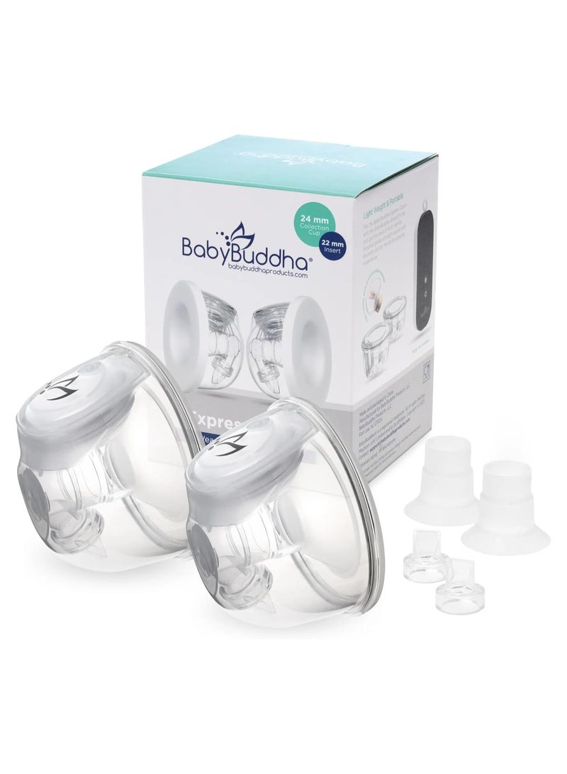 BabyBuddha Hands-Free Breast Pump Collection Cups, Wearable Breast Milk Collection Cups, Lightweight Reusable Pump Cups, 2-Pack (22–24mm) - Image 1