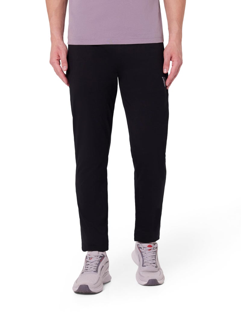 Van Heusen Athleisure Men Regular Fit Mid Rise Trackpants - Cotton Rich - Smart Tech, Easy Stain Release, Anti Stat, Ultra Soft, Moisture Wicking_50052_Black_XL - Image 1