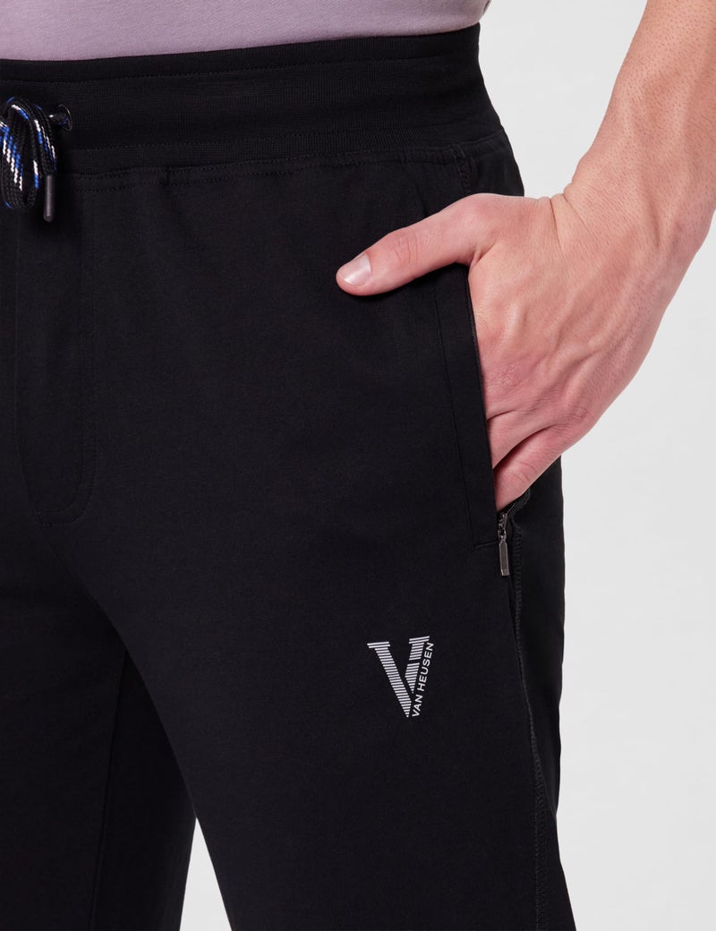 Van Heusen Athleisure Men Regular Fit Mid Rise Trackpants - Cotton Rich - Smart Tech, Easy Stain Release, Anti Stat, Ultra Soft, Moisture Wicking_50052_Black_XL - Image 4