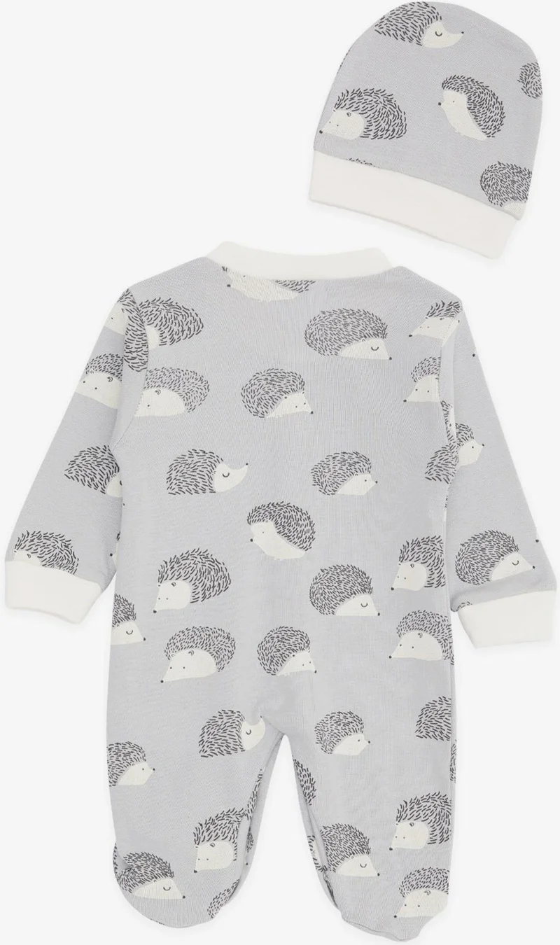 بريز Baby Boy Booties Jumpsuit Hedgehog Patterned 0-3 Months-6 Months, Gray