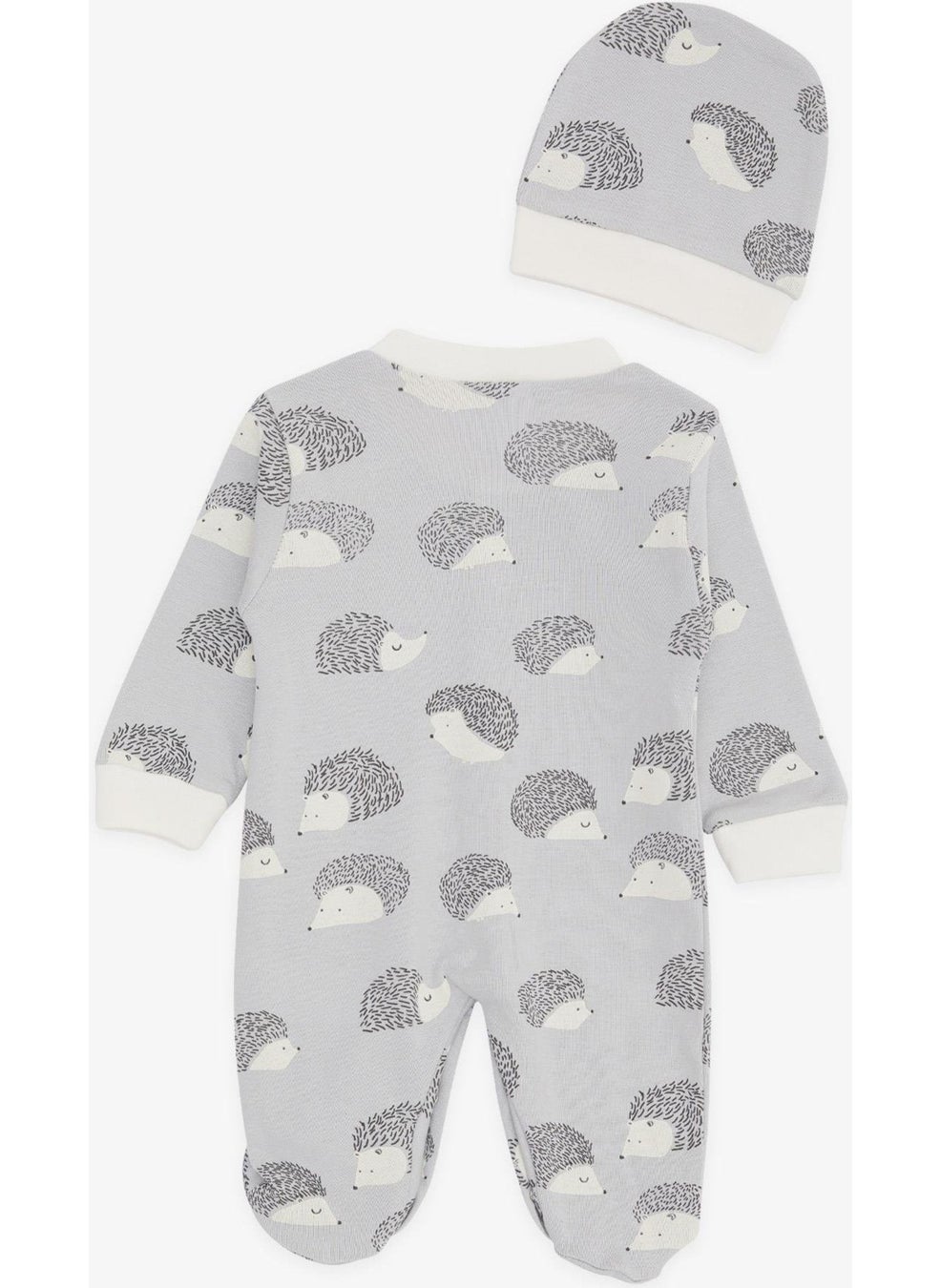 Breeze Baby Boy Booties Jumpsuit Hedgehog Patterned 0-3 Months-6 Months, Gray  - Image 2