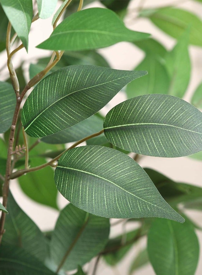 Zvezvia Ficus Artificial Tree 180CM with White Planter, Indoor Faux Silk Plant with Green Moss for Home Office Corner Decor, Set of 1 - Image 4