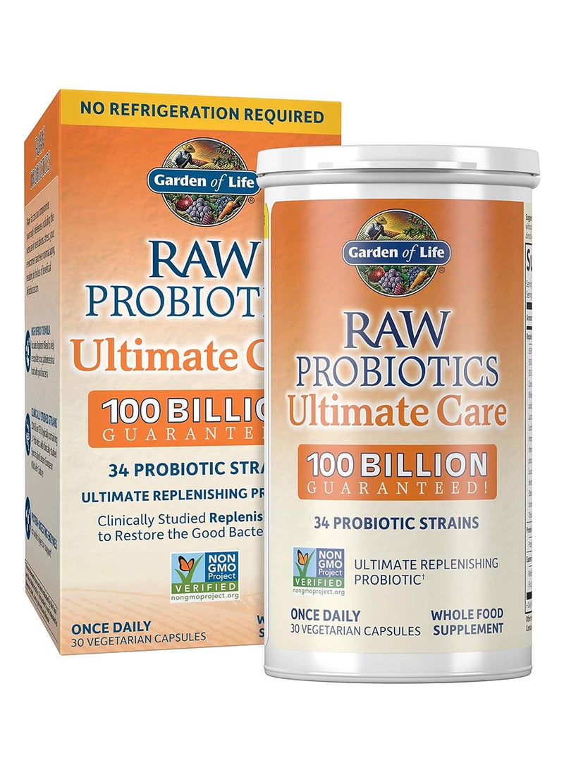 Garden of Life Ultimate Care 100 Billion Cfu Shelf Stable Non Refrigerated Probiotic Supplement Clinically Studied Strains Digestive Enzymes 30 Capsules  - Image 1